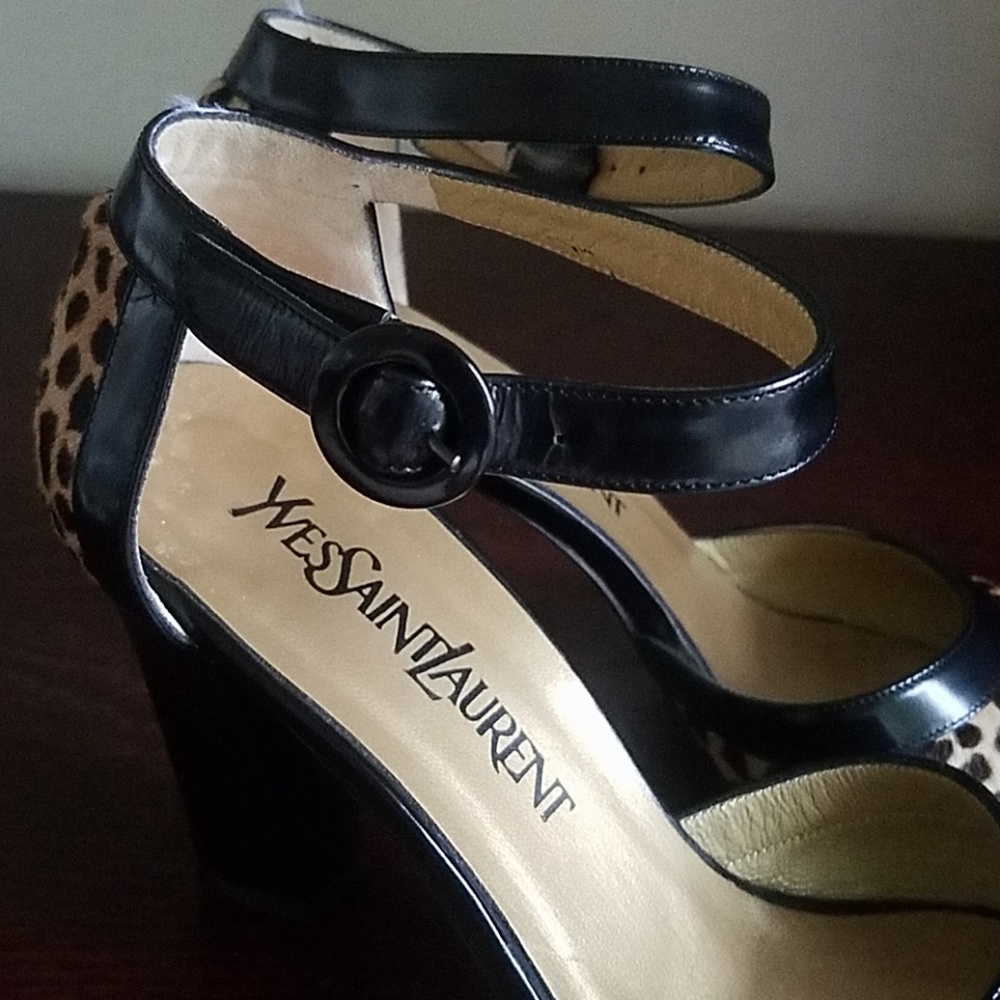 Saint Laurent calf  Vintage Yves Leopard Heels 6.5 - Picture 7 of 8